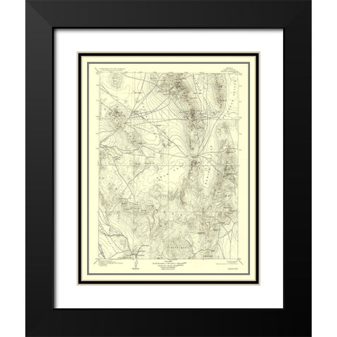 Kawich Nevada Quad - USGS 1908 Black Modern Wood Framed Art Print with Double Matting by USGS
