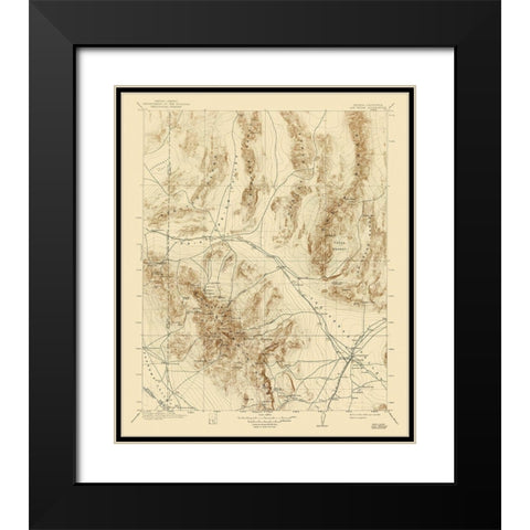Las Vegas Nevada Quad - USGS 1908 Black Modern Wood Framed Art Print with Double Matting by USGS