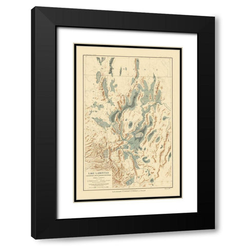 Lake Lahontan Nevada California - Bien 1892 Black Modern Wood Framed Art Print with Double Matting by Bien