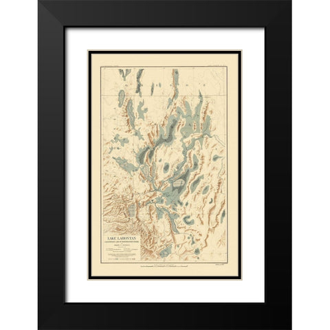 Lake Lahontan Nevada California - Bien 1892 Black Modern Wood Framed Art Print with Double Matting by Bien