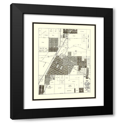 Las Vegas Nevada Landowner - Baker 1940 Black Modern Wood Framed Art Print with Double Matting by Baker