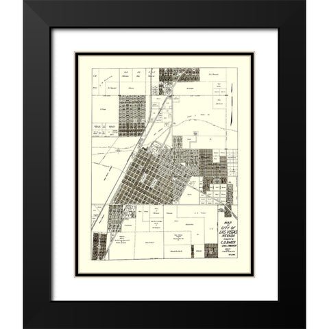 Las Vegas Nevada Landowner - Baker 1940 Black Modern Wood Framed Art Print with Double Matting by Baker