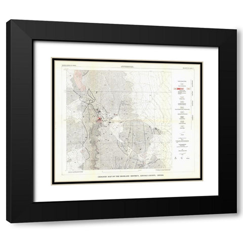 Highland District Lincoln County NV Mines Quad Black Modern Wood Framed Art Print with Double Matting by USGS