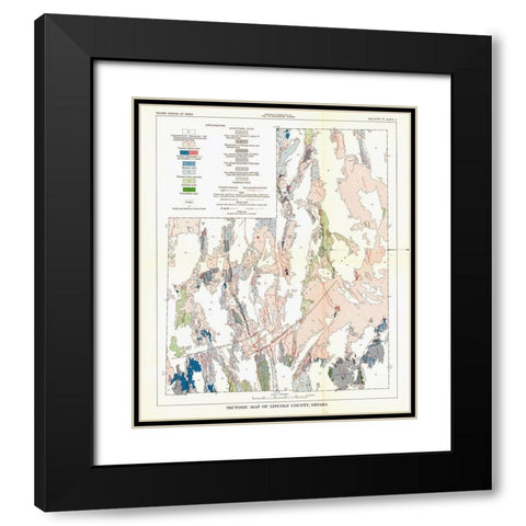 Lincoln County Tectonic Nevada Mines - USGS 1998 Black Modern Wood Framed Art Print with Double Matting by USGS