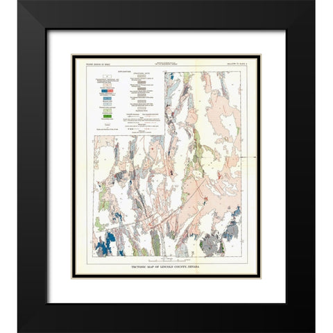 Lincoln County Tectonic Nevada Mines - USGS 1998 Black Modern Wood Framed Art Print with Double Matting by USGS