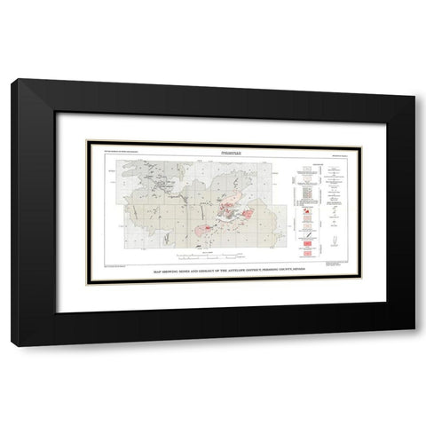 Antelope District Pershing County NV Mines Black Modern Wood Framed Art Print with Double Matting by USGS