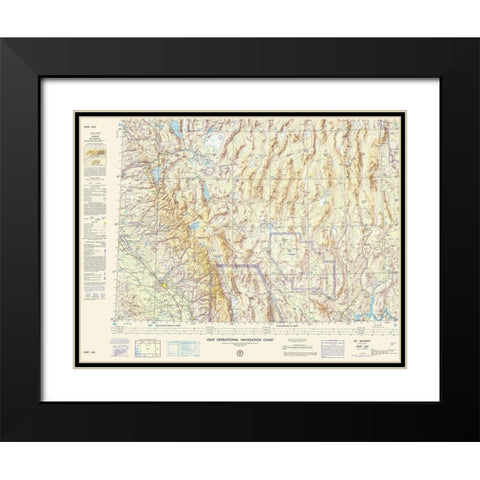 Mt Whitney California Nevada Arizona Sheet Black Modern Wood Framed Art Print with Double Matting by USAF