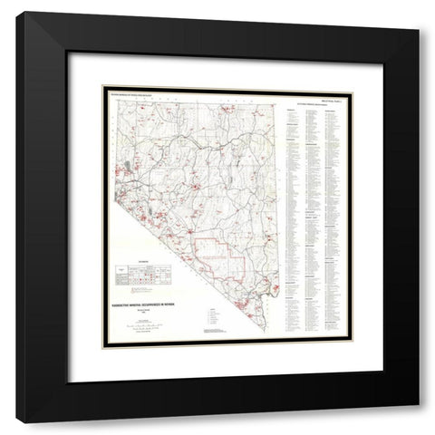 Radioactive Minerals Nevada Mines - Garside 1973 Black Modern Wood Framed Art Print with Double Matting by Garside