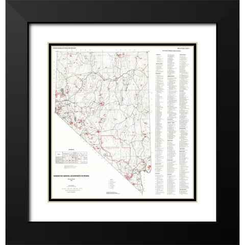 Radioactive Minerals Nevada Mines - Garside 1973 Black Modern Wood Framed Art Print with Double Matting by Garside