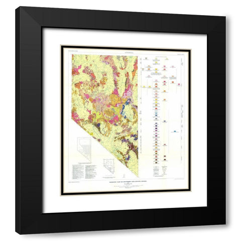 S Nye County  NV Mines - Cornwall  1967 Black Modern Wood Framed Art Print with Double Matting by Cornwall