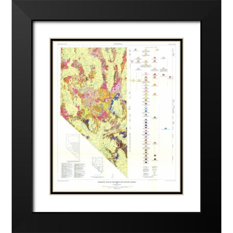 S Nye County  NV Mines - Cornwall  1967 Black Modern Wood Framed Art Print with Double Matting by Cornwall
