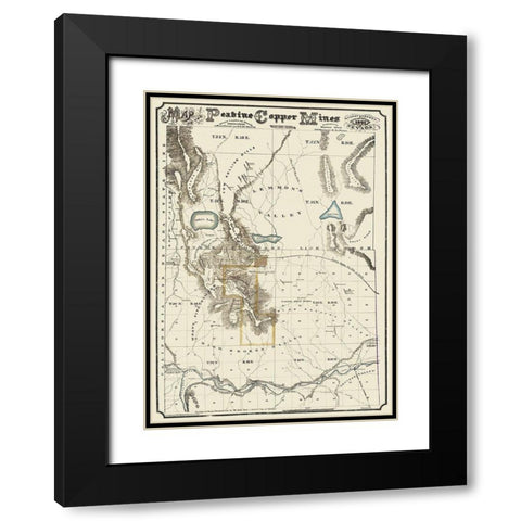 Peavine Copper Mines Nevada - Hatch 1867 Black Modern Wood Framed Art Print with Double Matting by Hatch