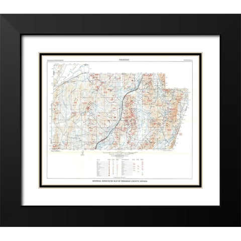 Pershing County Minerals Nevada Mines Black Modern Wood Framed Art Print with Double Matting by Johnson
