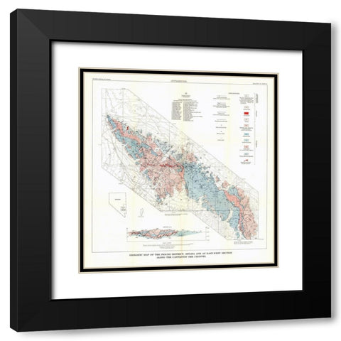 Pioche District Castleton Ore Channel NV Mines Black Modern Wood Framed Art Print with Double Matting by USGS