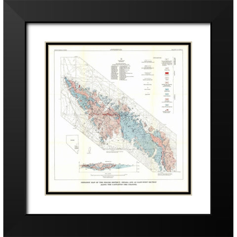 Pioche District Castleton Ore Channel NV Mines Black Modern Wood Framed Art Print with Double Matting by USGS