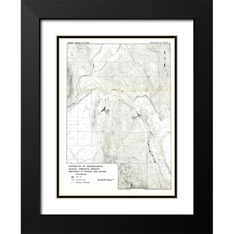 Lake Pyramid Calcium Nevada Mines - USGS 1966 Black Modern Wood Framed Art Print with Double Matting by USGS
