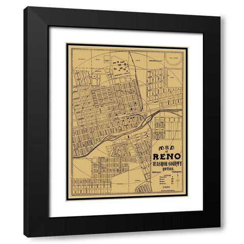 Reno Nevada Landowner - Stewart 1900 Black Modern Wood Framed Art Print with Double Matting by Stewart