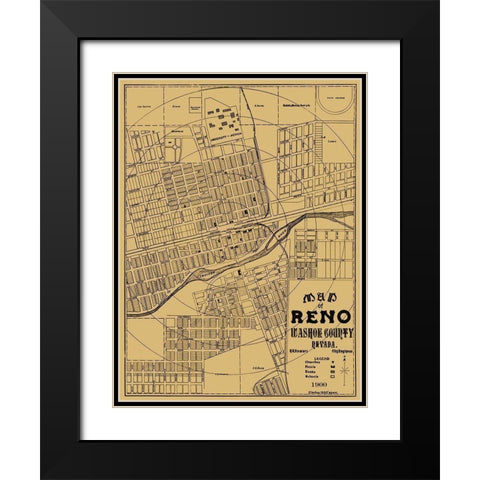 Reno Nevada Landowner - Stewart 1900 Black Modern Wood Framed Art Print with Double Matting by Stewart