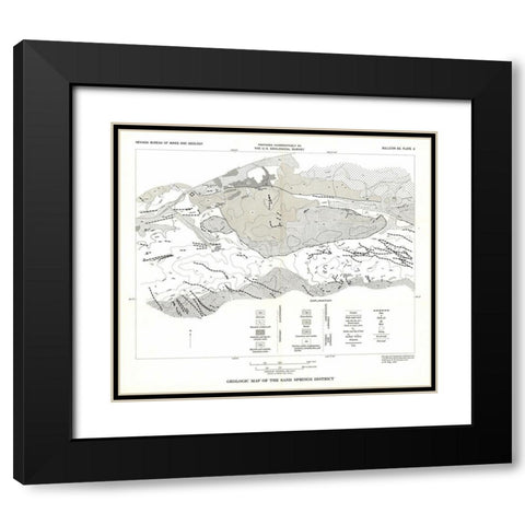 Sand Springs District Nevada Mines - USGS 1951 Black Modern Wood Framed Art Print with Double Matting by USGS