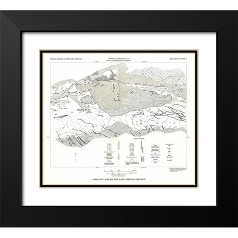 Sand Springs District Nevada Mines - USGS 1951 Black Modern Wood Framed Art Print with Double Matting by USGS