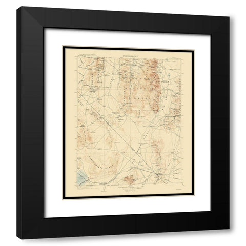 Tonopah Nevada Quad - USGS 1908 Black Modern Wood Framed Art Print with Double Matting by USGS