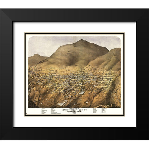 Virginia City Nevada - Koch 1875 Black Modern Wood Framed Art Print with Double Matting by Koch