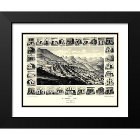 Virginia City Nevada - Brown 1861 Black Modern Wood Framed Art Print with Double Matting by Brown