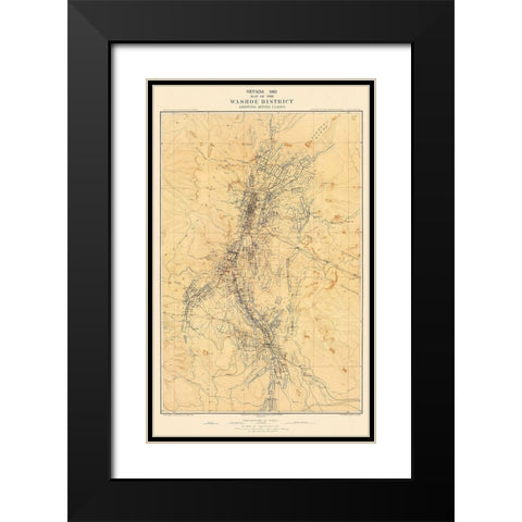 Washoe Mining District Claims Nevada - Hoffman Black Modern Wood Framed Art Print with Double Matting by Hoffman