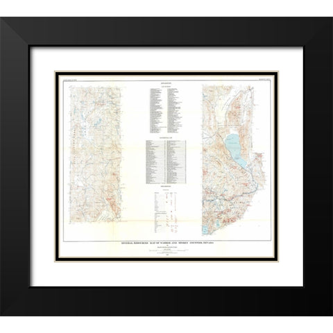 Washoe Storey Counties Mineral NV Mines Black Modern Wood Framed Art Print with Double Matting by Bonham