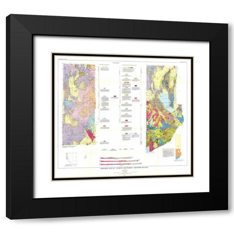 Washoe Storey Counties Nevada Mines - Bonham 1969 Black Modern Wood Framed Art Print with Double Matting by Bonham