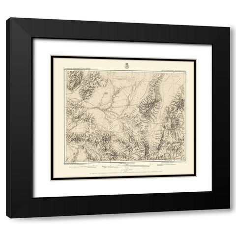 Western Nevada Geographical Sheet - US Army 1882 Black Modern Wood Framed Art Print with Double Matting by US Army