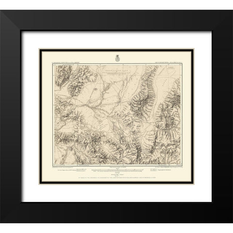 Western Nevada Geographical Sheet - US Army 1882 Black Modern Wood Framed Art Print with Double Matting by US Army