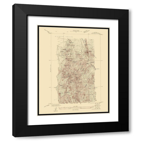 Eureka Mining District Nevada Sheet - USGS 1927 Black Modern Wood Framed Art Print with Double Matting by USGS