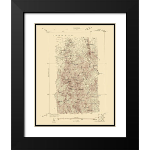 Eureka Mining District Nevada Sheet - USGS 1927 Black Modern Wood Framed Art Print with Double Matting by USGS