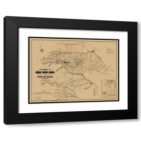 Austin Reese River Mine District Nevada Black Modern Wood Framed Art Print with Double Matting by Allardt