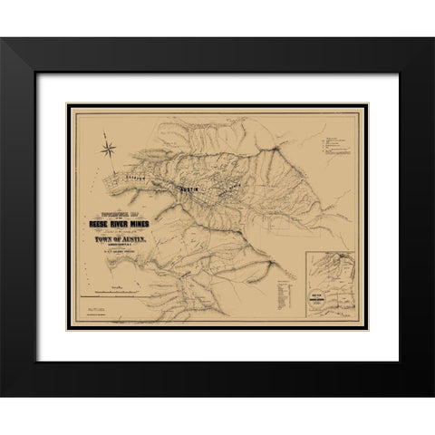 Austin Reese River Mine District Nevada Black Modern Wood Framed Art Print with Double Matting by Allardt