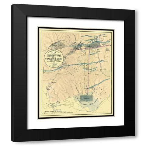 Sultro Tunnel Comstock Lode Nevada - Hoffmann 1866 Black Modern Wood Framed Art Print with Double Matting by Hoffmann
