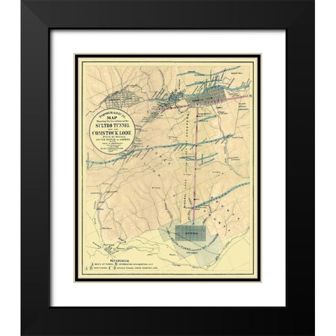 Sultro Tunnel Comstock Lode Nevada - Hoffmann 1866 Black Modern Wood Framed Art Print with Double Matting by Hoffmann