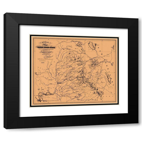 Washoe Mining Region California - Pierce 1860 Black Modern Wood Framed Art Print with Double Matting by Pierce