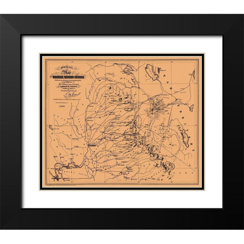 Washoe Mining Region California - Pierce 1860 Black Modern Wood Framed Art Print with Double Matting by Pierce