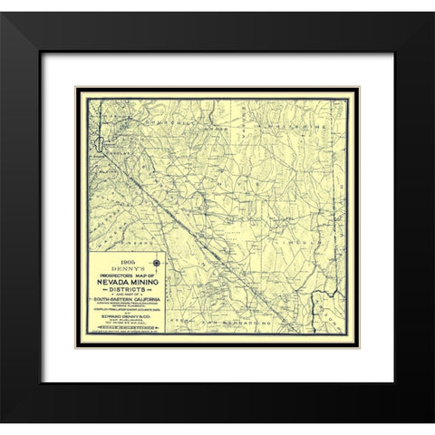 Prospectors Mining District Nevada - Denny 1905 Black Modern Wood Framed Art Print with Double Matting by Denny