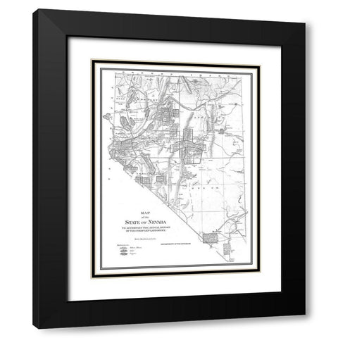 Nevada - Dept of Interior 1866 Black Modern Wood Framed Art Print with Double Matting by DOI