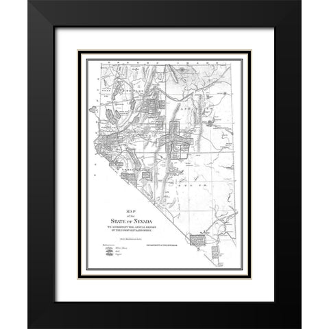 Nevada - Dept of Interior 1866 Black Modern Wood Framed Art Print with Double Matting by DOI