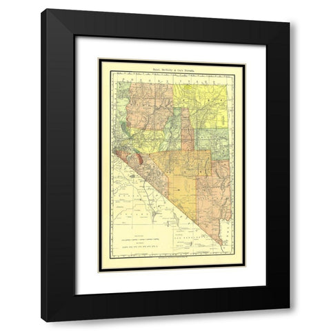 Nevada - Rand McNally 1893 Black Modern Wood Framed Art Print with Double Matting by Rand McNally