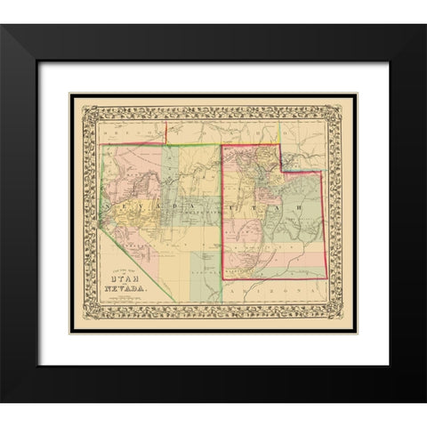 Nevada, Utah - Mitchell 1870 Black Modern Wood Framed Art Print with Double Matting by Mitchell