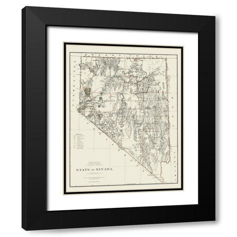 Nevada - USGLO 1879 Black Modern Wood Framed Art Print with Double Matting by USGLO