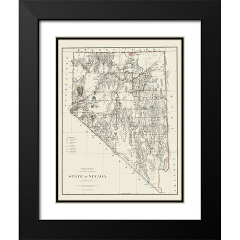 Nevada - USGLO 1879 Black Modern Wood Framed Art Print with Double Matting by USGLO