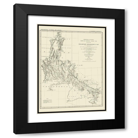 Explorations Nevada Arizona - Wheeler 1871 Black Modern Wood Framed Art Print with Double Matting by Wheeler