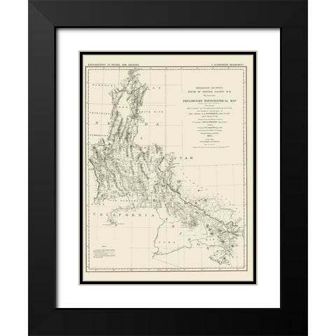 Explorations Nevada Arizona - Wheeler 1871 Black Modern Wood Framed Art Print with Double Matting by Wheeler