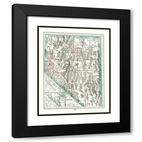Nevada - Rathbun 1893 Black Modern Wood Framed Art Print with Double Matting by Rathbun